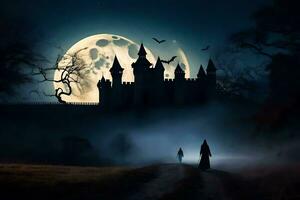 halloween castle, castle, halloween, night, castle, halloween, castle. AI-Generated photo