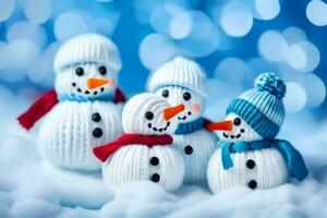 snowmen in the snow wallpaper. AI-Generated photo