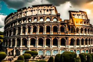 el coliseo en Roma, Italia. generado por ai foto