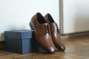 Elegant leather men shoes photo