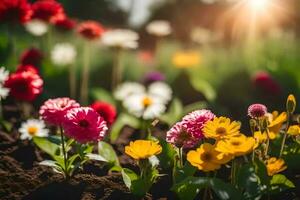 colorful flowers in the garden. AI-Generated photo