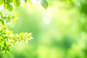 green leaves on a sunny day. AI-Generated photo