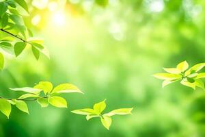 green leaves on a sunny day. AI-Generated photo