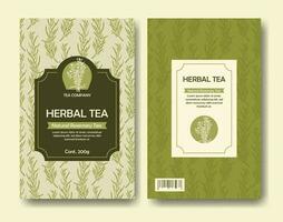 Herb tea label package with nature, organic rosemary. Vintage craft botanical doodle herbal sketch vector