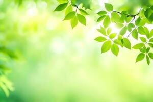 green leaves on a sunny day. AI-Generated photo