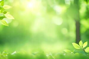 green leaves in the forest with sunlight. AI-Generated photo