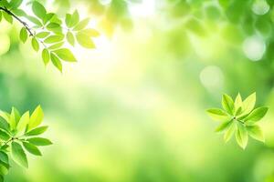 green leaves on a sunny day. AI-Generated photo