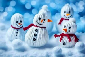 snowmen knitted in the shape of snowmen. AI-Generated photo