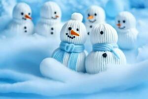 snowmen in the snow wallpaper. AI-Generated photo