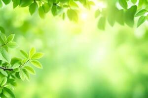 green leaves on a sunny day. AI-Generated photo