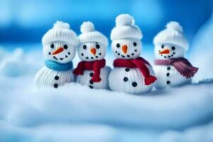 snowmen in the snow wallpaper. AI-Generated photo