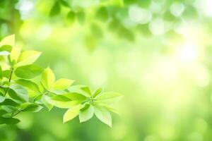 green leaves on a sunny day. AI-Generated photo