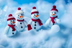 snowmen in the snow wallpaper. AI-Generated photo