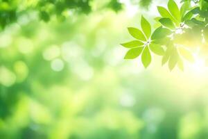 green leaves on a sunny day. AI-Generated photo