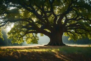 el roble árbol es el mas grande árbol en el mundo. generado por ai foto