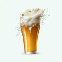 A glass of cold fresh beer with cap of foam. Splash of foam with tasty american beer. Beer day concept by AI Generated photo