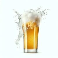 A glass of cold fresh beer with cap of foam. Splash of foam with tasty american beer. Beer day concept by AI Generated photo