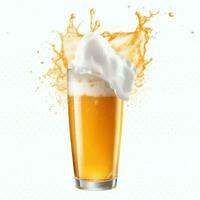 A glass of cold fresh beer with cap of foam. Splash of foam with tasty american beer. Beer day concept by AI Generated photo