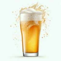 A glass of cold fresh beer with cap of foam. Splash of foam with tasty american beer. Beer day concept by AI Generated photo