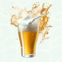 A glass of cold fresh beer with cap of foam. Splash of foam with tasty american beer. Beer day concept by AI Generated photo