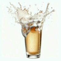 A glass of cold fresh beer with cap of foam. Splash of foam with tasty american beer. Beer day concept by AI Generated photo