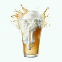 A glass of cold fresh beer with cap of foam. Splash of foam with tasty american beer. Beer day concept by AI Generated photo