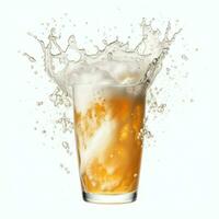 A glass of cold fresh beer with cap of foam. Splash of foam with tasty american beer. Beer day concept by AI Generated photo