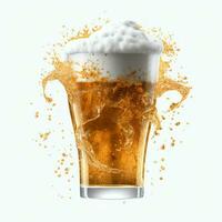 A glass of cold fresh beer with cap of foam. Splash of foam with tasty american beer. Beer day concept by AI Generated photo