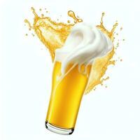 A glass of cold fresh beer with cap of foam. Splash of foam with tasty american beer. Beer day concept by AI Generated photo