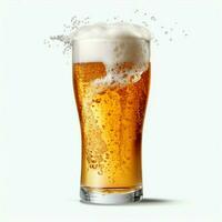 A glass of cold fresh beer with cap of foam. Splash of foam with tasty american beer. Beer day concept by AI Generated photo