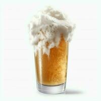 A glass of cold fresh beer with cap of foam. Splash of foam with tasty american beer. Beer day concept by AI Generated photo