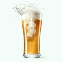 A glass of cold fresh beer with cap of foam. Splash of foam with tasty american beer. Beer day concept by AI Generated photo