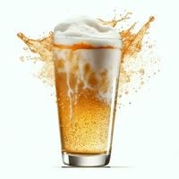 A glass of cold fresh beer with cap of foam. Splash of foam with tasty american beer. Beer day concept by AI Generated photo