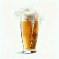 A glass of cold fresh beer with cap of foam. Splash of foam with tasty american beer. Beer day concept by AI Generated photo