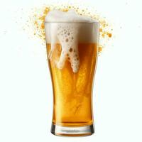 A glass of cold fresh beer with cap of foam. Splash of foam with tasty american beer. Beer day concept by AI Generated photo