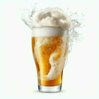 A glass of cold fresh beer with cap of foam. Splash of foam with tasty american beer. Beer day concept by AI Generated photo