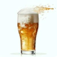 A glass of cold fresh beer with cap of foam. Splash of foam with tasty american beer. Beer day concept by AI Generated photo