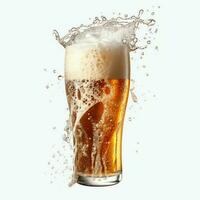 A glass of cold fresh beer with cap of foam. Splash of foam with tasty american beer. Beer day concept by AI Generated photo