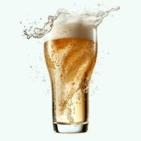 A glass of cold fresh beer with cap of foam. Splash of foam with tasty american beer. Beer day concept by AI Generated photo