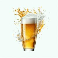 A glass of cold fresh beer with cap of foam. Splash of foam with tasty american beer. Beer day concept by AI Generated photo