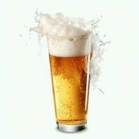 A glass of cold fresh beer with cap of foam. Splash of foam with tasty american beer. Beer day concept by AI Generated photo