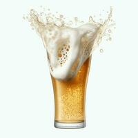 A glass of cold fresh beer with cap of foam. Splash of foam with tasty american beer. Beer day concept by AI Generated photo
