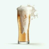 A glass of cold fresh beer with cap of foam. Splash of foam with tasty american beer. Beer day concept by AI Generated photo