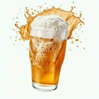 A glass of cold fresh beer with cap of foam. Splash of foam with tasty american beer. Beer day concept by AI Generated photo