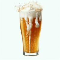 A glass of cold fresh beer with cap of foam. Splash of foam with tasty american beer. Beer day concept by AI Generated photo