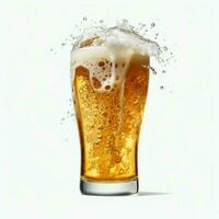 A glass of cold fresh beer with cap of foam. Splash of foam with tasty american beer. Beer day concept by AI Generated photo