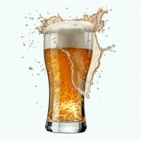 A glass of cold fresh beer with cap of foam. Splash of foam with tasty american beer. Beer day concept by AI Generated photo