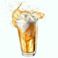 A glass of cold fresh beer with cap of foam. Splash of foam with tasty american beer. Beer day concept by AI Generated photo