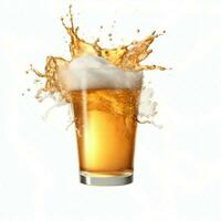 A glass of cold fresh beer with cap of foam. Splash of foam with tasty american beer. Beer day concept by AI Generated photo