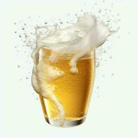 A glass of cold fresh beer with cap of foam. Splash of foam with tasty american beer. Beer day concept by AI Generated photo